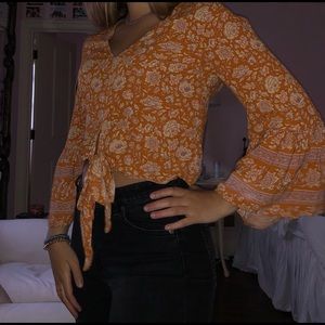 Orange Front tie shirt